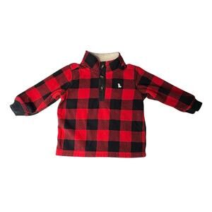 Carters Red Buffalo Plaid‎ Sherpa Fleece Top 18 Months Country Woods Winter